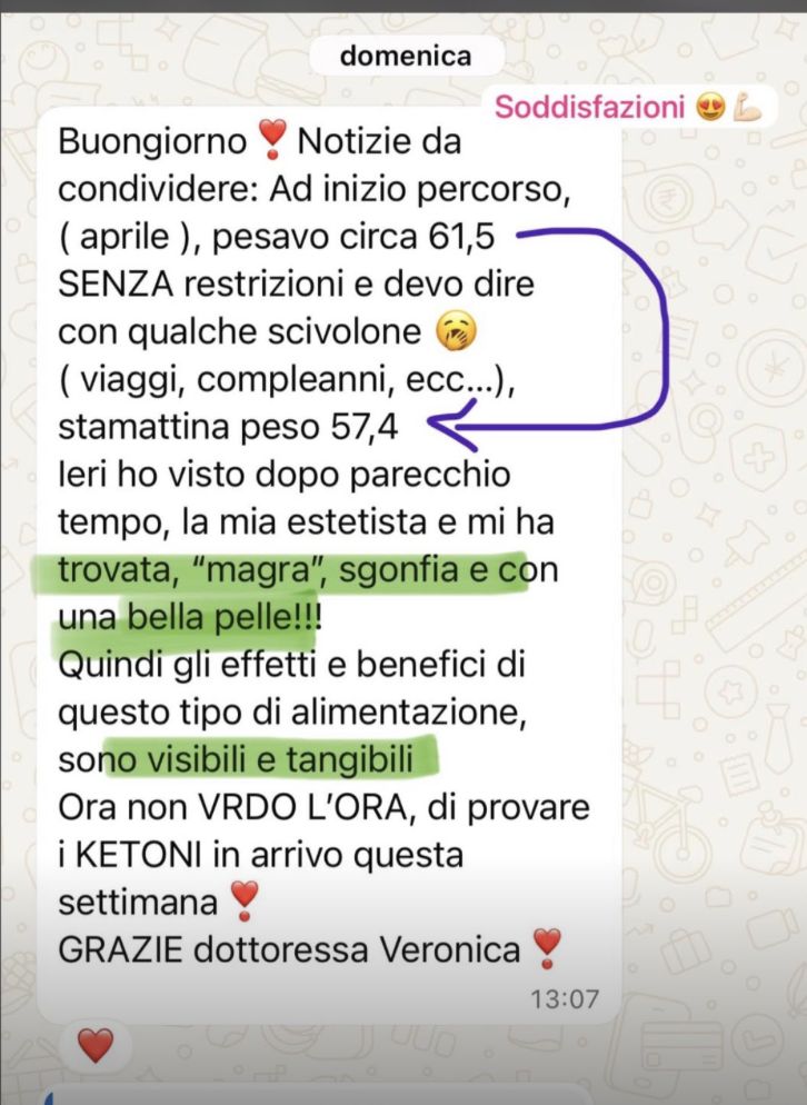 Testimonianza WhatsApp: più magra e sgonfia, gestendo viaggi e compleanni