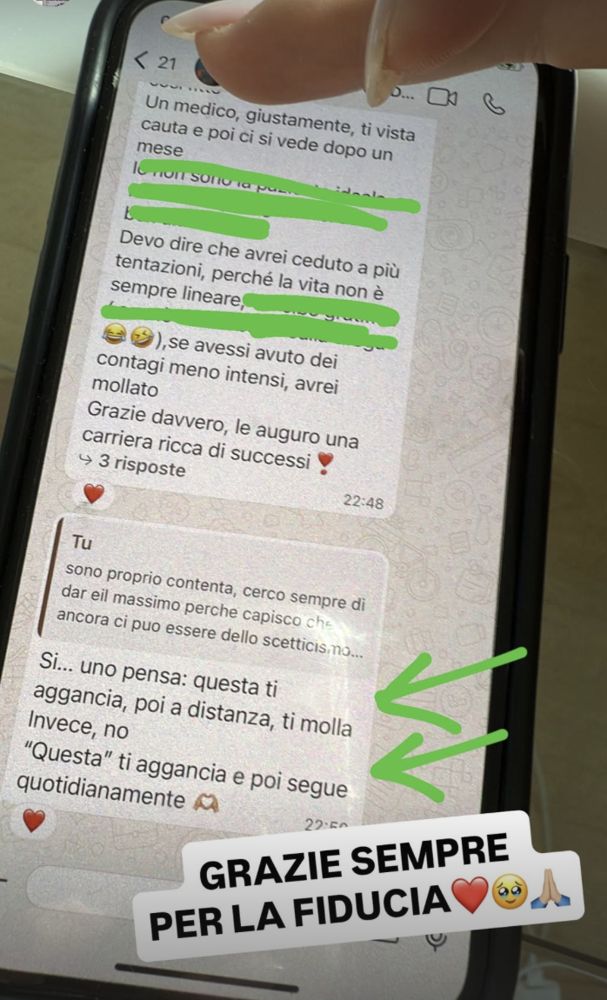 Testimonianza WhatsApp: seguita ogni giorno, grazie per la fiducia
