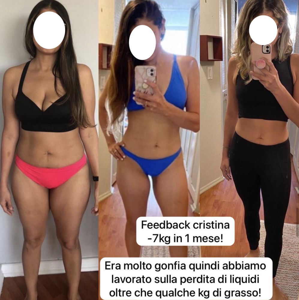Foto prima e dopo di una cliente, corpo più tonico