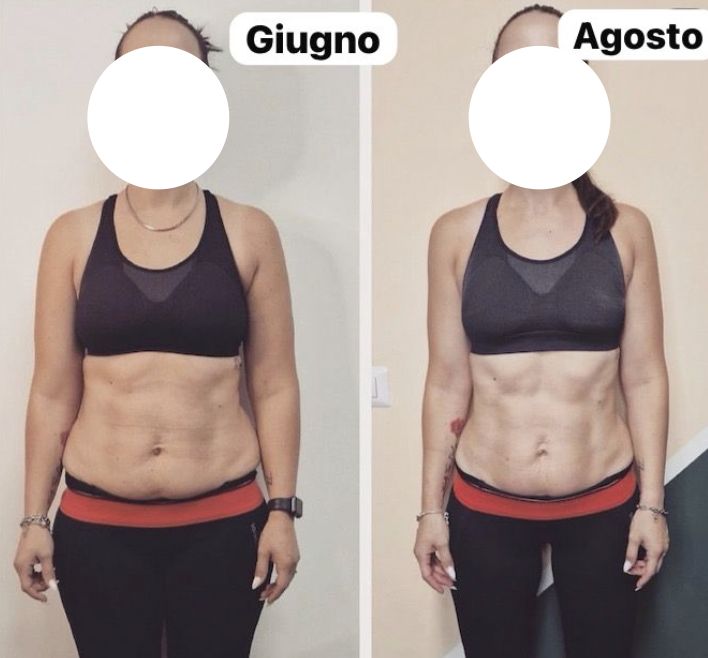 Foto prima e dopo: pancia più piatta da giugno ad agosto